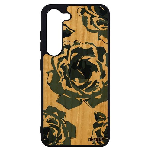 Coque En Bois Silicone Samsung Galaxy S23+ Plus Rose Fleur Nature Portable Love Cadeau Fete Des Meres Eternelle Petale De Telephone