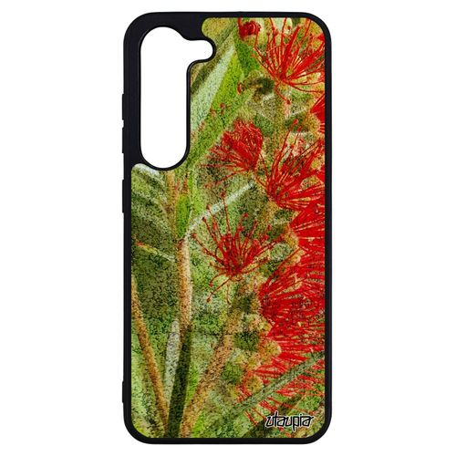 Coque Fleurs Samsung Galaxy S23+ Plus Silicone Original Texture Plante Exotique Fond Design Mobile Portable Dessin Florale Vert Etui