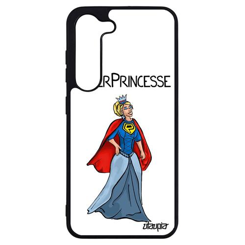 Coque Pour Samsung S23+ Plus Silicone Super Princesse Comics Original Femme Antichoc Comique Blanc Heros Texte Humour Mobile Galaxy
