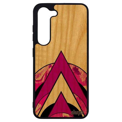 Coque Silicone Marbre Galaxy S23+ Plus En Bois Naturel Et Motif Geometrie Etui Telephone Texture De Protection Cercle Rose Samsung