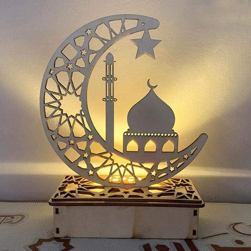 Lumières LED en bois pour l'Aïd du Ramadan - Décoration islam - Fournitures  de fête à faire soi-même - Cadeau en bois - Mosquée - Étoile - Prière