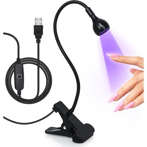 Lampe UV Ongles Gel Pose Americaine,USB Utraviolette avec Clip, 5W