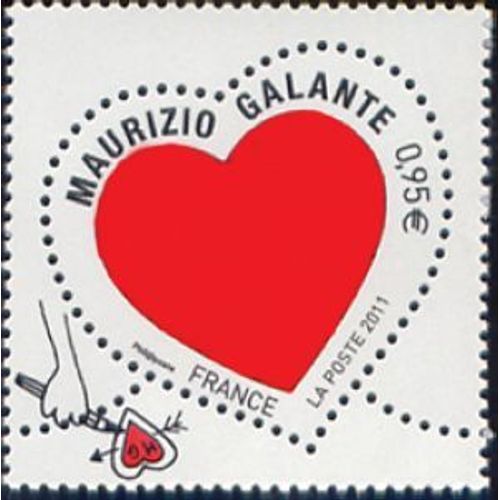 Timbre France 2011 Oblitéré Coeur Maurizio Galante 0.95 Yt4529