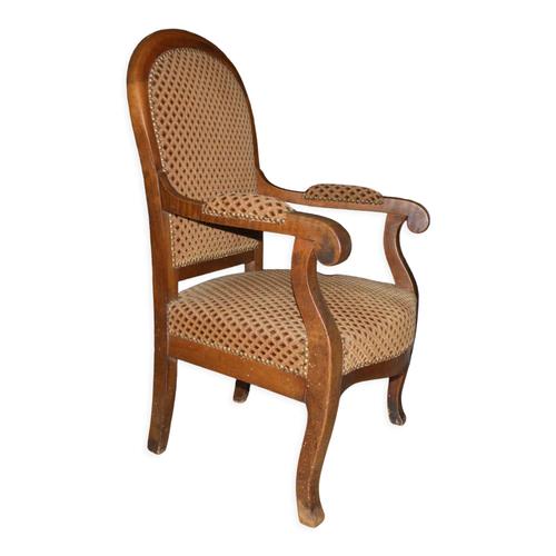 Fauteuil Louis Philippe Xix Eme Style Voltaire A Dossier Bas Marron