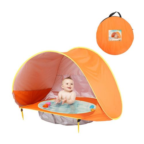 Tente De Plage Pour Bébé,Auvent De Soleil Pop Up,Imperméable,Protection Contre Les Uv,Avec Piscine,Camping En Plein Air - Type Orange
