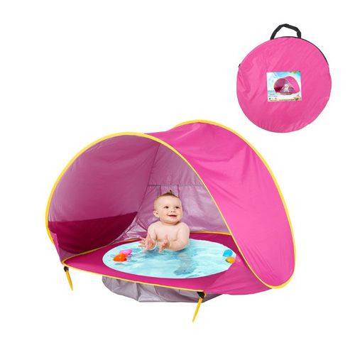 Tente De Plage Pour Bébé,Auvent De Soleil Pop Up,Imperméable,Protection Contre Les Uv,Avec Piscine,Camping En Plein Air - Type Rose
