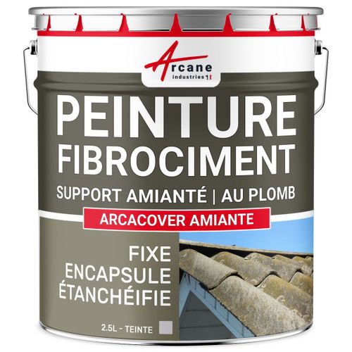 Peinture fibro ciment pour encapsulage support amiante / plomb : ARCACOVER AMIANTE Gris 2.5 L