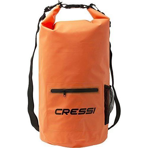 Cressi Sub S.P.A. Dry Bag With Premium Sac 100% Étanche Imperméable Avec Poche Zip Et Porte-Bouteilles, Flottant Haute Qualité Mixte Adulte, Orange, 20 L