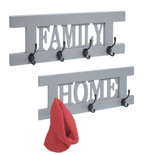 Ensemble de 2 vestiaires muraux HWC-C60 Home+Family Panneau de vestiaire, look shabby vintage   gris-bleu