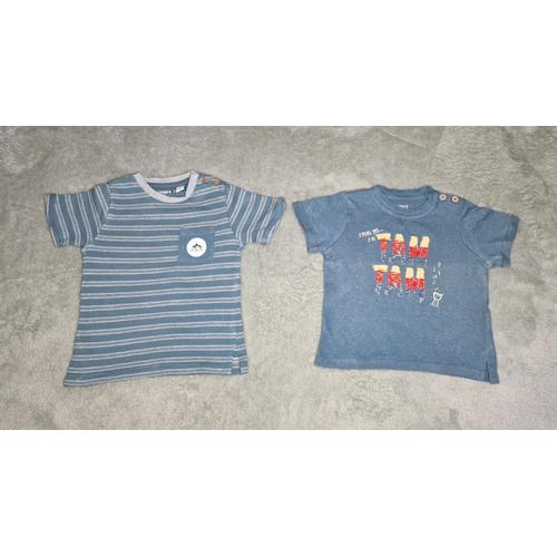 Lot De 2 T-Shirts Bleus Creeks 6 Mois, Très Bon État