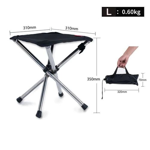 Tabouret Pliant Avec Sac Facile À Transporter,Chaise De Pêche,Camping En Plein Air,Randonnée,Pique-Nique,Barbecue,Voyage,Plage,1 Pièce - Type Black L