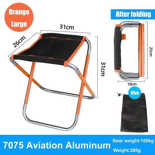 Tabouret De Pêche Pliant Ultraléger,Mini Chaise D'extérieur En Alliage D'aluminium,Petit,Grand,10 Pouces,15 Pouces,2022 - Type Large Orange