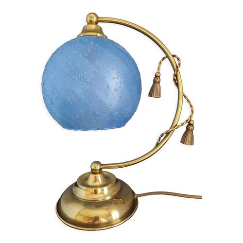 Lampe Jp Ryckaert Louisiane En Laiton Et Bronze Vintage Bleu
