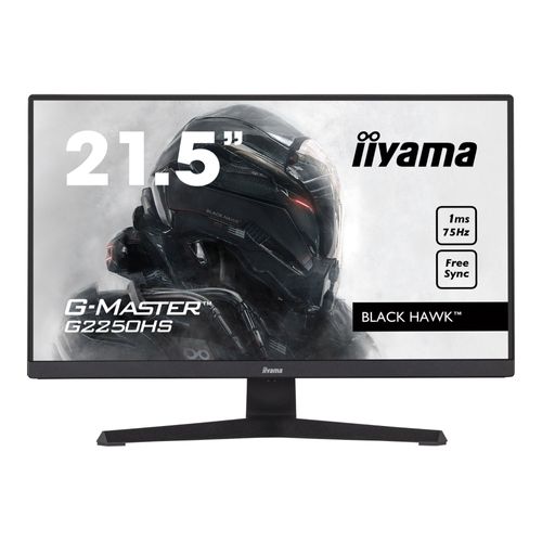 iiyama G-MASTER Black Hawk G2250HS-B1 - Écran LED - 22" (21.5" visualisable) - 1920 x 1080 Full HD (1080p) @ 75 Hz - VA - 250 cd/m² - 3000:1 - 1 ms - HDMI, DisplayPort - haut-parleurs - noir mat