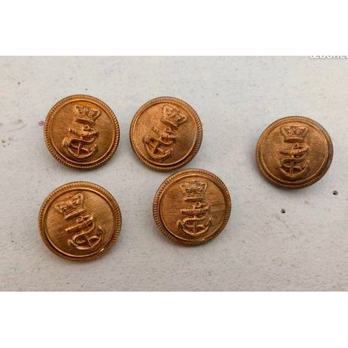 Boutons Militaires Avec Décor D’Ancre Vintage Dorés