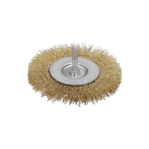 Cepillo Acero Latonado Para Taladro. Disco Ø 75 mm. Espiga 1/4\" Cepillo Taladro Alambre Latón, Cepillo Limpieza, Cepillo Puli