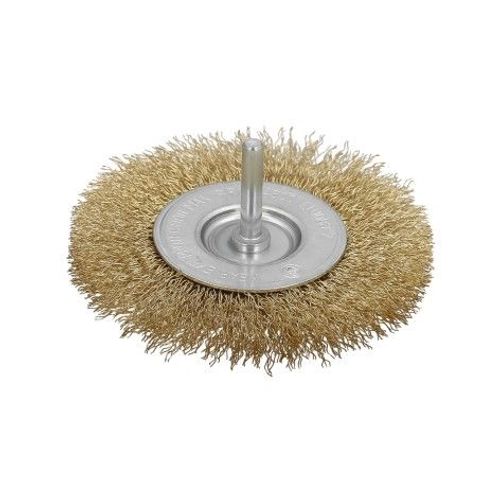 Cepillo Acero Latonado Para Taladro. Disco Ø 100 mm. Espiga 1/4\" Cepillo Taladro Alambre Latón, Cepillo Limpieza, Cepillo Pul