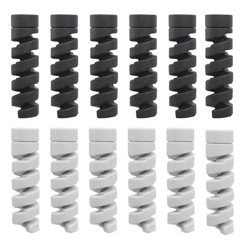 Protecteur De Câble De Données Universel En Silicone,Enrouleur En Spirale,Fil,Couverture D'évaluation Pour Iphone,Chargeur Usb,1 Pièce,12 Pièces - Type 12pcs (Black-Gray)