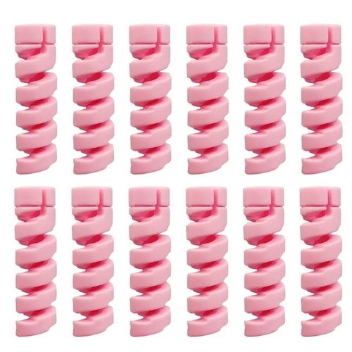 Protecteur De Câble De Données Universel En Silicone,Enrouleur En Spirale,Fil,Couverture D'évaluation Pour Iphone,Chargeur Usb,1 Pièce,12 Pièces - Type 12pcs (Pink)
