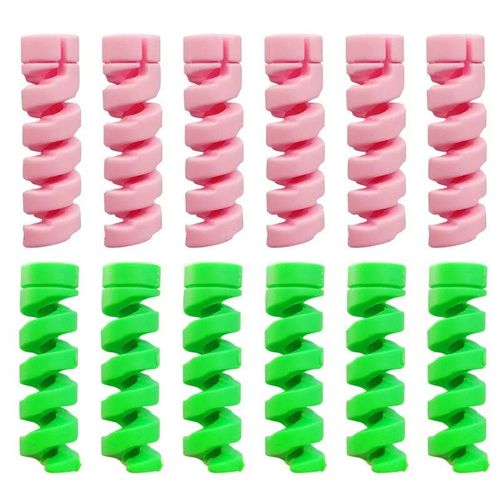 Protecteur De Câble De Données Universel En Silicone,Enrouleur En Spirale,Fil,Couverture D'évaluation Pour Iphone,Chargeur Usb,1 Pièce,12 Pièces - Type 12pcs (Pink-Green)