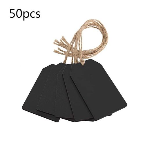 Panneau Ardoise Effaçable En Bois,Étiquette Avec Cordes De Jute,Décoration Murale,Ardoise Noire,Lot De 50 Pièces - Type S