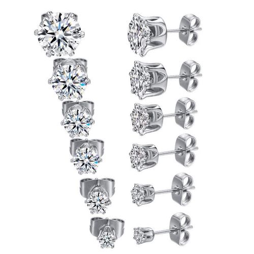 Ensemble De 6 Paires De Boucles D'oreilles À Tige Hypoallergéniques Polyvalentes Argent