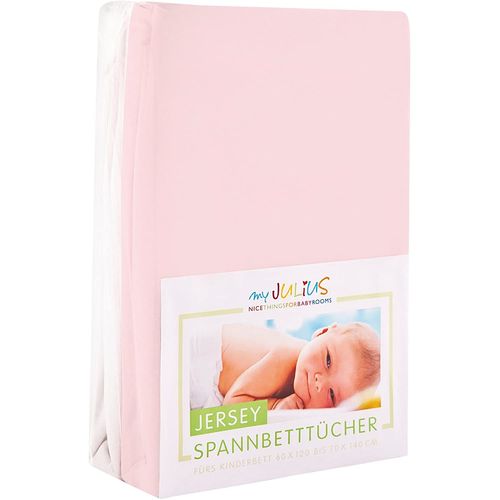 Zöllner Spanntuch Doppelpack Jersey Rosa/Weiß 70x140cm