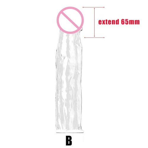 B-65mm-Clair - Manchon'extension De Pénis 55 75mm, Préservatif Épais, Retardement De L'éjaculation, Jouets Sexuels Pour Couples, Produits Intimes