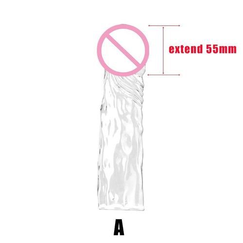 A-55mm-Clair - Manchon'extension De Pénis 55 75mm, Préservatif Épais, Retardement De L'éjaculation, Jouets Sexuels Pour Couples, Produits Intimes