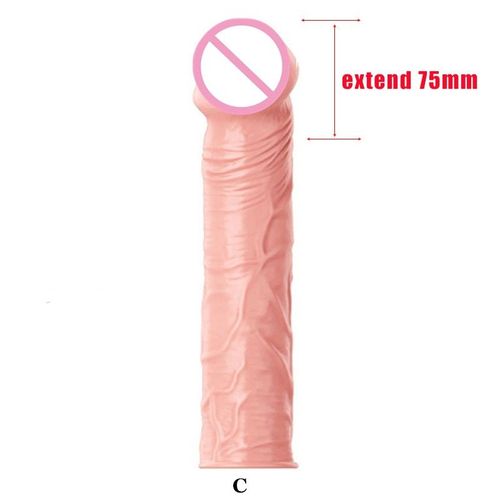 C-75mm-Chair - Manchon'extension De Pénis 55 75mm, Préservatif Épais, Retardement De L'éjaculation, Jouets Sexuels Pour Couples, Produits Intimes