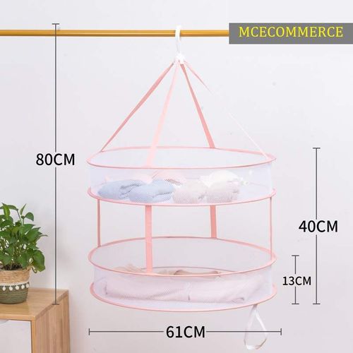 Panier De Sechage Pliable Pour Vetements, Filet De Sechage Pour Vetements, Filet De Sechage Circulaire, Sechoir A Linge - Rose