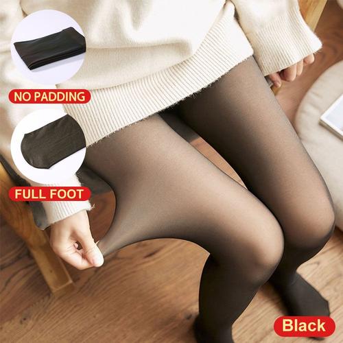 Nouveau Hiver Femmes Collants Thermiques Bas Leggings Faux Translucide Chaud Peluche Polaire Collants