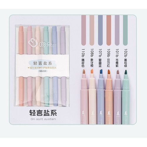 6 Pièces Macaron Double Pointe Surligneur Stylos Art Marqueur Kawaii Couleur Bonbon Manga Stylo De Couleur Pointe Douce Papeterie Fournitures Pour Étudiants - Type Salt Set B