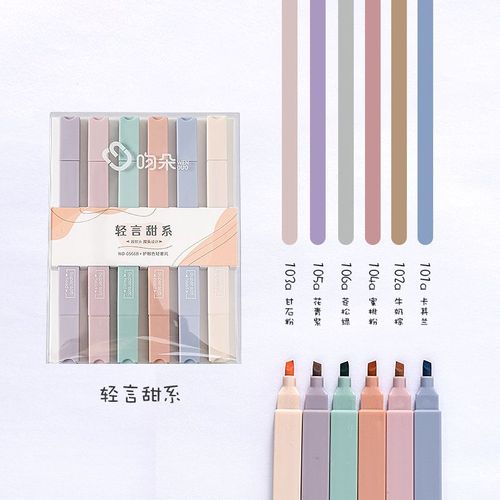 6 Pièces Macaron Double Pointe Surligneur Stylos Art Marqueur Kawaii Couleur Bonbon Manga Stylo De Couleur Pointe Douce Papeterie Fournitures Pour Étudiants - Type Sweet Set A
