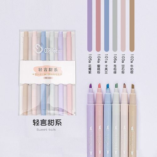 6 Pièces Macaron Double Pointe Surligneur Stylos Art Marqueur Kawaii Couleur Bonbon Manga Stylo De Couleur Pointe Douce Papeterie Fournitures Pour Étudiants - Type Sweet Set B