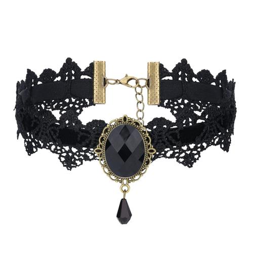 Colliers Ras Du Cou Pour Femmes, Bijoux Gothiques Tour De Cou Noir, Accessoires Steampunk Tour De Cou En Dentelle Noire Pour Femmes Filles