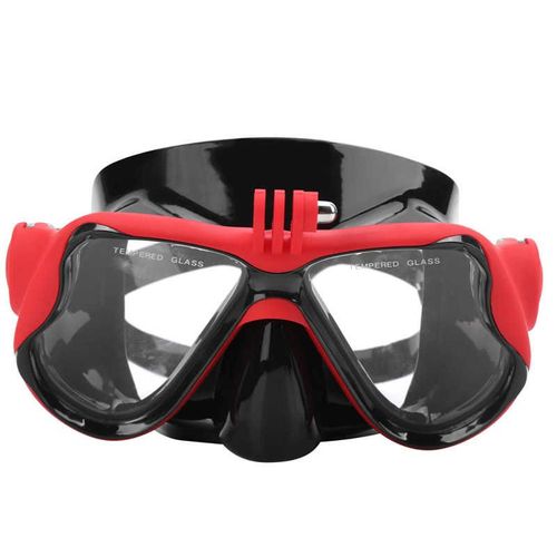 Lunettes De Plongée En Apnée En Silicone Et Verre Trempé, Avec Support Pour Caméra Yi