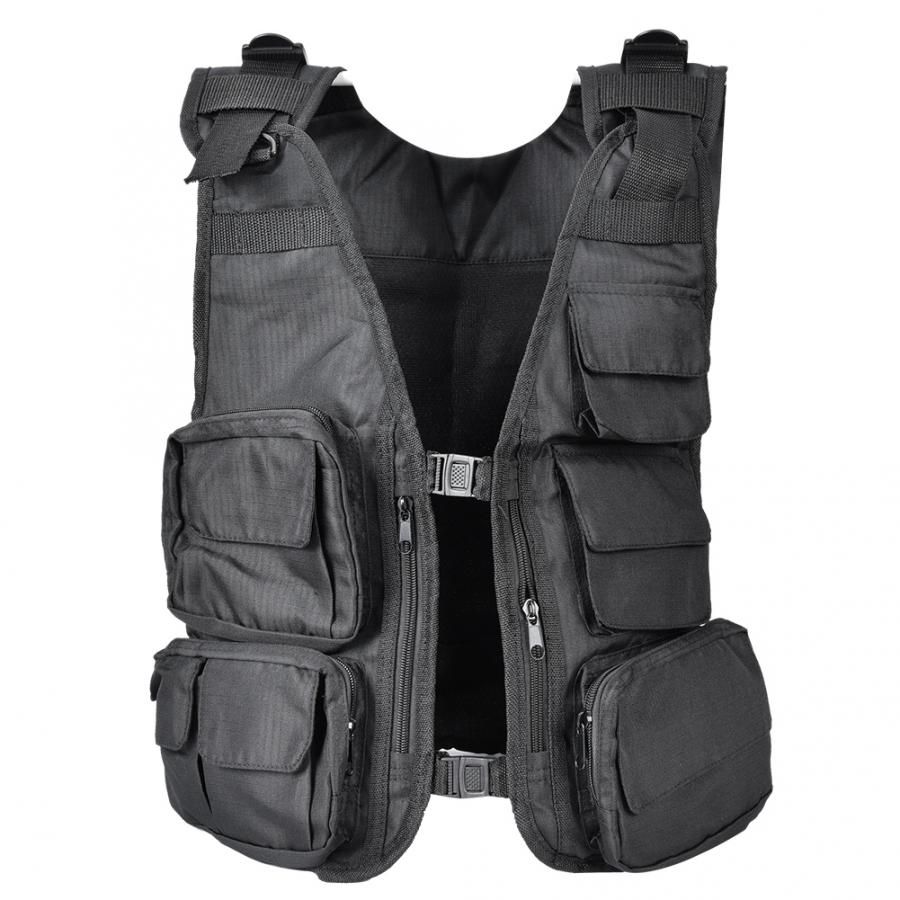 Gilet Tactique Léger En Tissu Oxford - Multipoches, Dos Respirant, Pour Randonnée, Cyclisme, Usage Quotidien (Noir/Gris/Bleu)