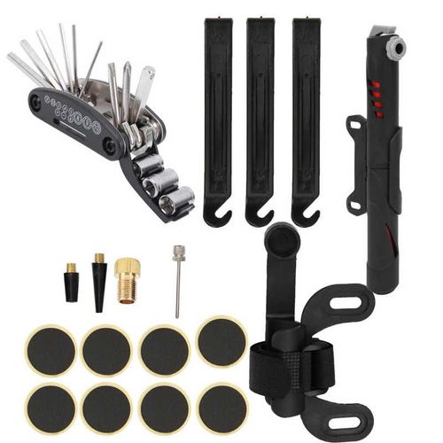 Kit De Réparation Vtt Avec Pompe À Vélo Et Cadre De Montage Levier De Pneu De Vélo Portable Et Outil De Correction