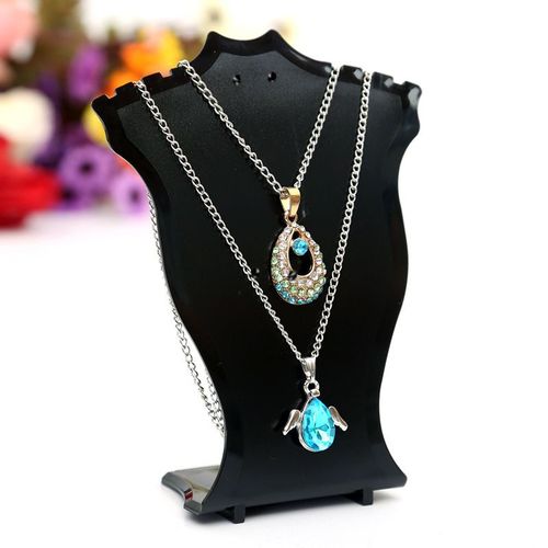 6 Pièces En Plastique Pendentif Collier Chaîne Boucles D'oreilles Bijoux Boucles D'oreilles Bracelet Bijoux Étagère De Rangement Présentoir Noir