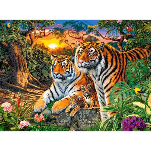 Famille De Tigres - Puzzle 2000 Pièces