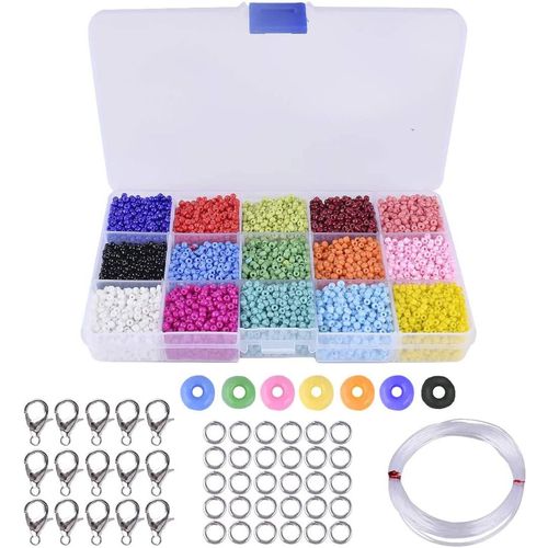Environ 9000 Pièces Perles Colorées 3mm Perles De Verre Pour La Fabrication De Bijoux Bracelets Colliers Enfants Cadeau