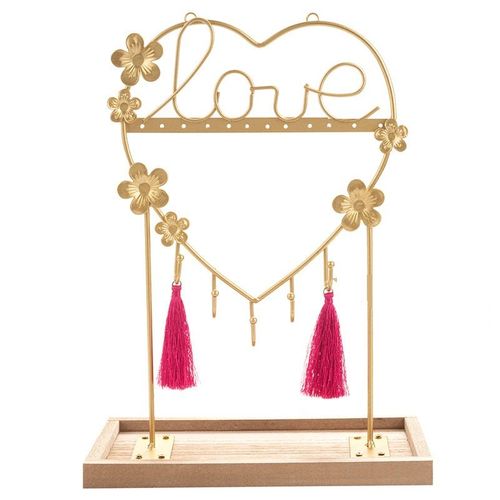Organisateur De Bijoux, Porte Bijoux Avec Base En Bois Pour Collier Bracelets Boucles D'oreilles Anneau