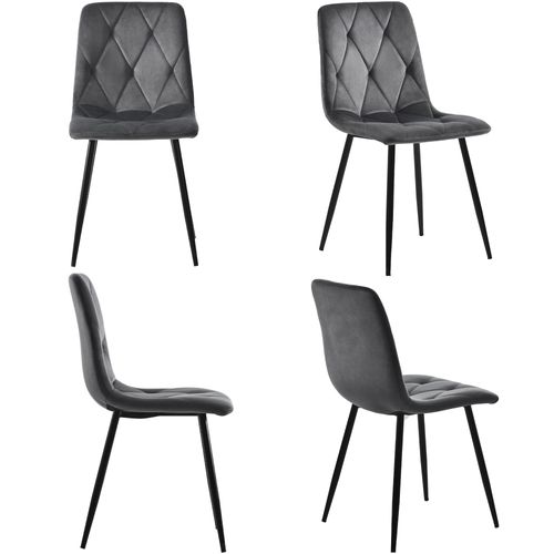 Lot De 4 Chaises Scandinaves. Assise En Velours, Chaises De Salle A Manger, Gris