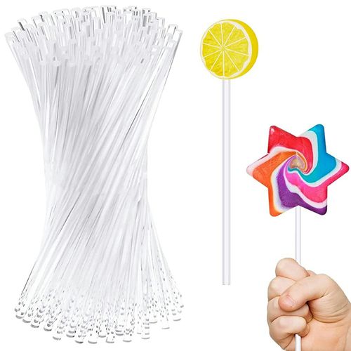 Lot De 200 Bâtonnets De Sucettes En Acrylique Transparent Réutilisables - 15,2 Cm