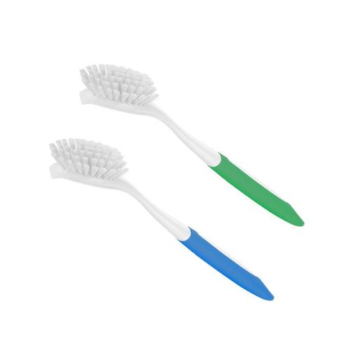 Paquet de 2 brosses à vaisselle avec manche, brosse de cuisine pour vaisselle et casseroles Multicolore