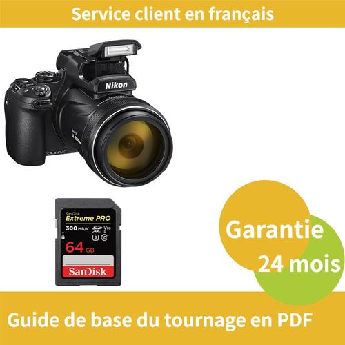 Nikon Coolpix P1000 Appareil photo numérique SanDisk 64 Go Extreme PRO carte SDXC UHS-II