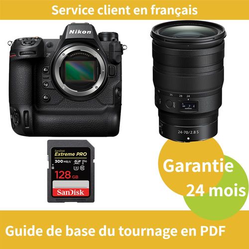 Nikon Z9 Camera+Objectif Nikon Z 24-70mm f2.8 S NIKKOR+SanDisk 128 Go Extreme PRO carte SDXC UHS-II