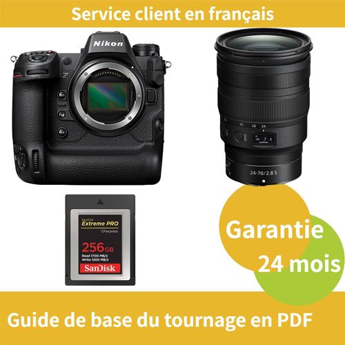 Nikon Z9 Camera+Objectif Nikon Z 24-70mm f2.8 S NIKKOR+SanDisk 256 Go Extreme SD card PRO CFexpress Type B