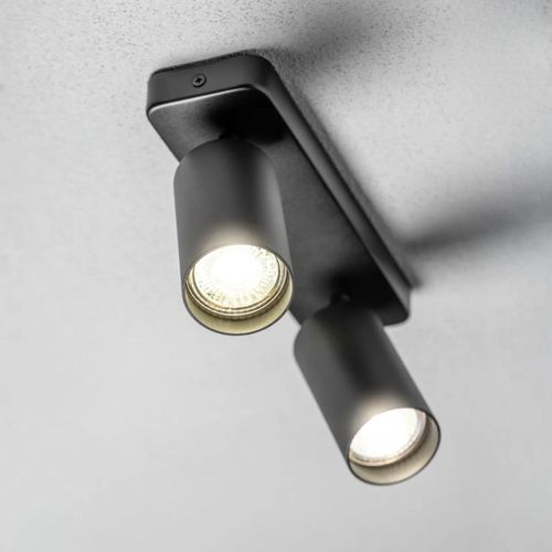 Projecteur Rond Double Noir Cgc Nell Avec Tête Réglable